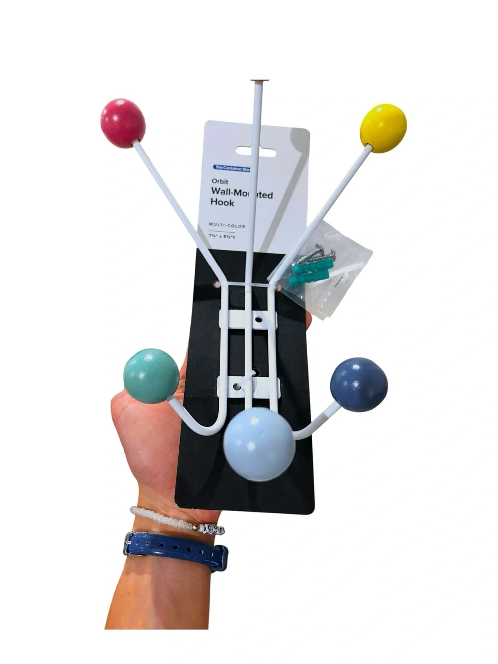 The Container Store 6 Hook Colorful Orbit Wall‑Mounted Storage Mount Multi‑Color